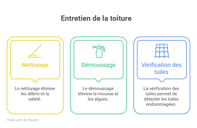 Toiture de maison avant et après entretien avec nettoyage et démoussage complet à Maffliers.