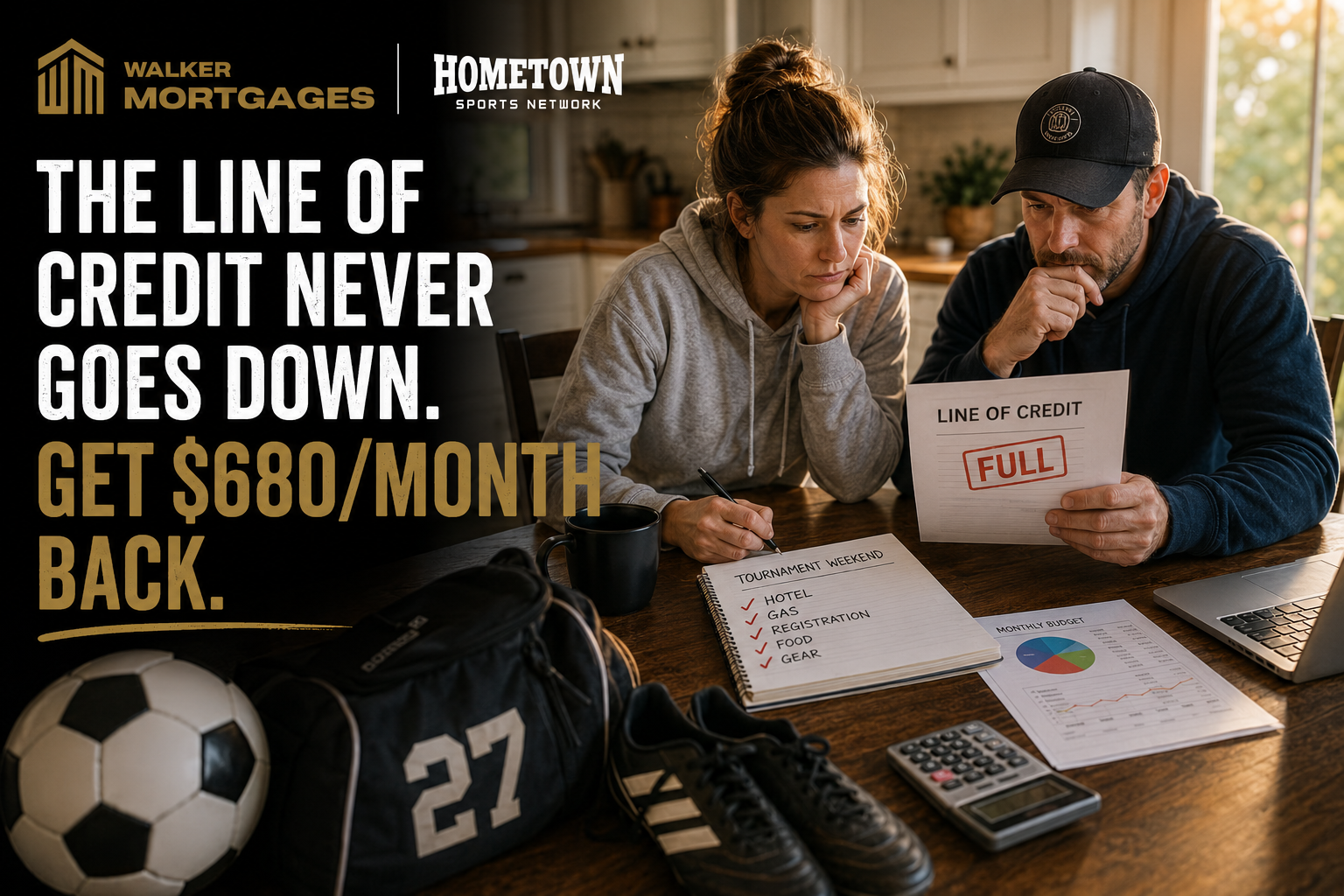 Composite move-up family loading baseball gear into a bigger family home