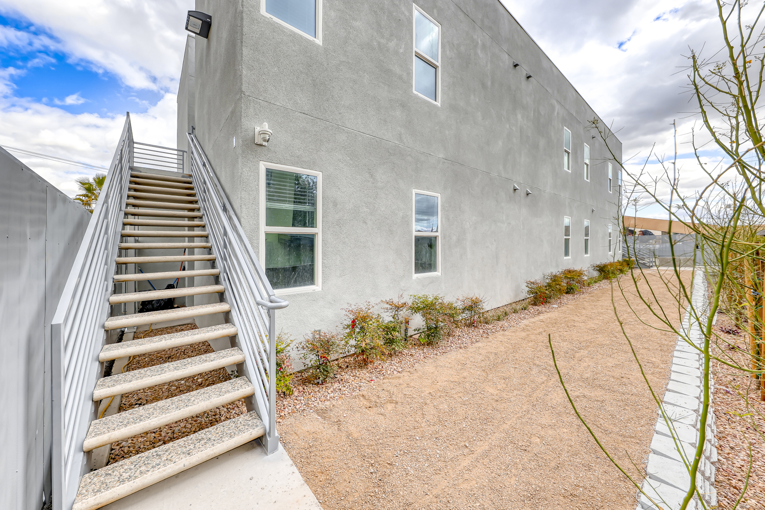 Exterior stairway to the second level