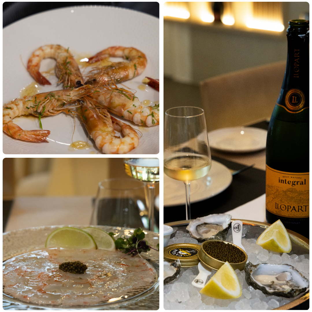 Selezione di crudi di mare da Necton – ostriche, carpaccio, ricci