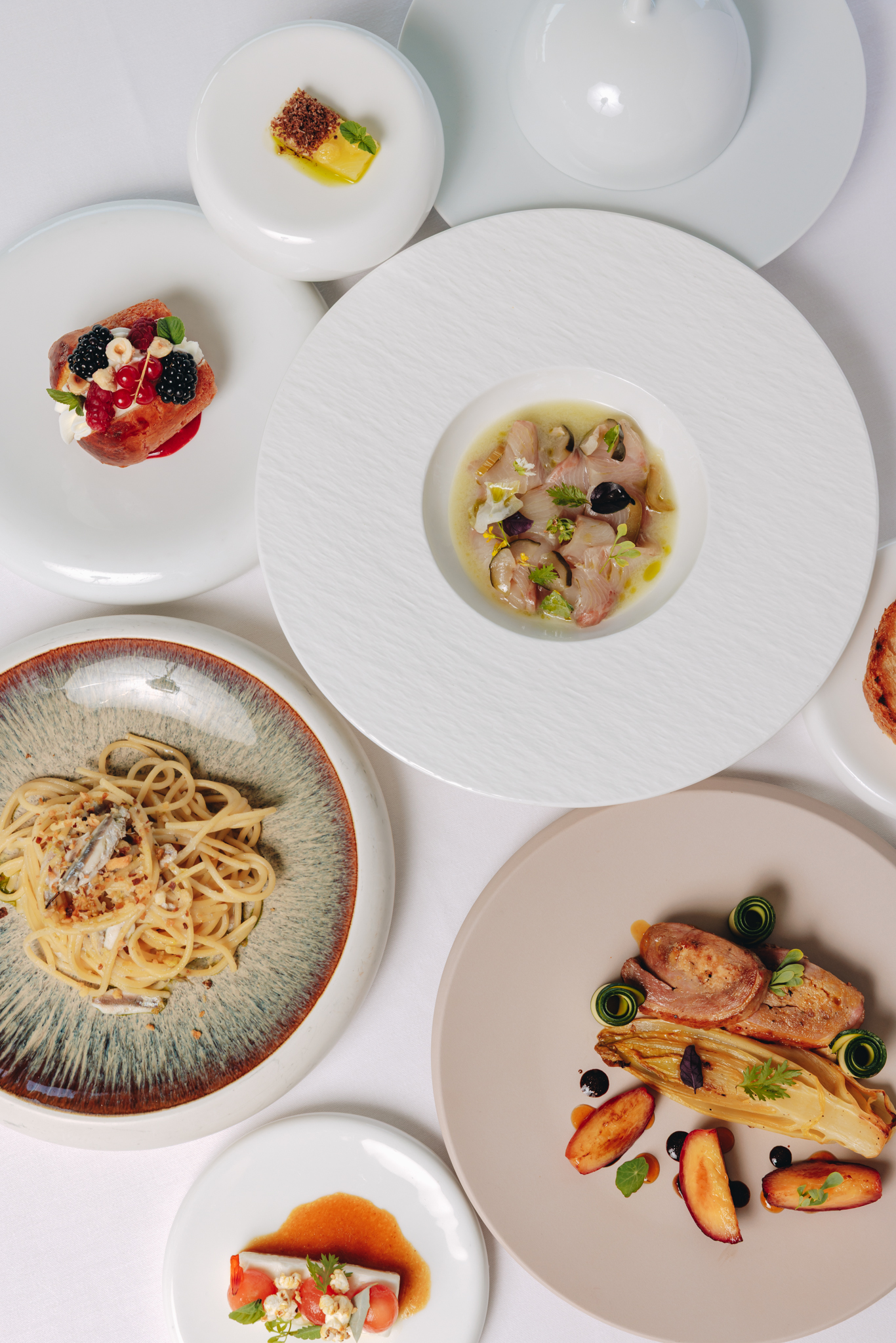 Una composizione di piatti contemporanei della cucina Terramare