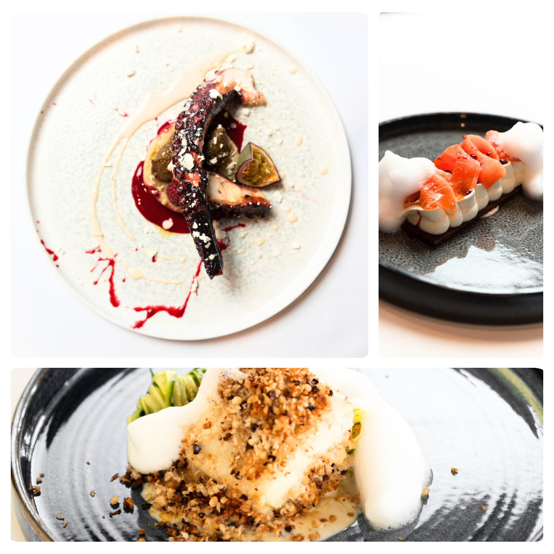 Una selezione di piatti della nuova esperienza gastronomica di Alla Corte dei Bicchi