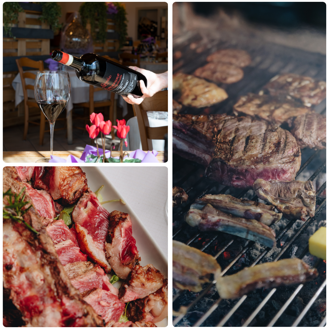 Vino, carne alla griglia e tagliata Dal Pastor