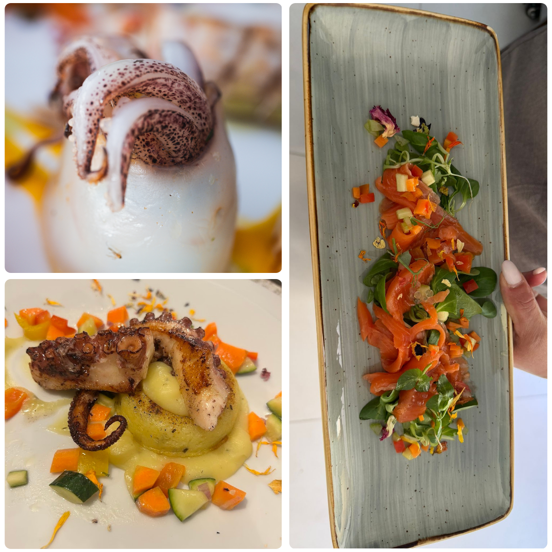 Piatti di mare presentati dalla cucina di Antico Borgo