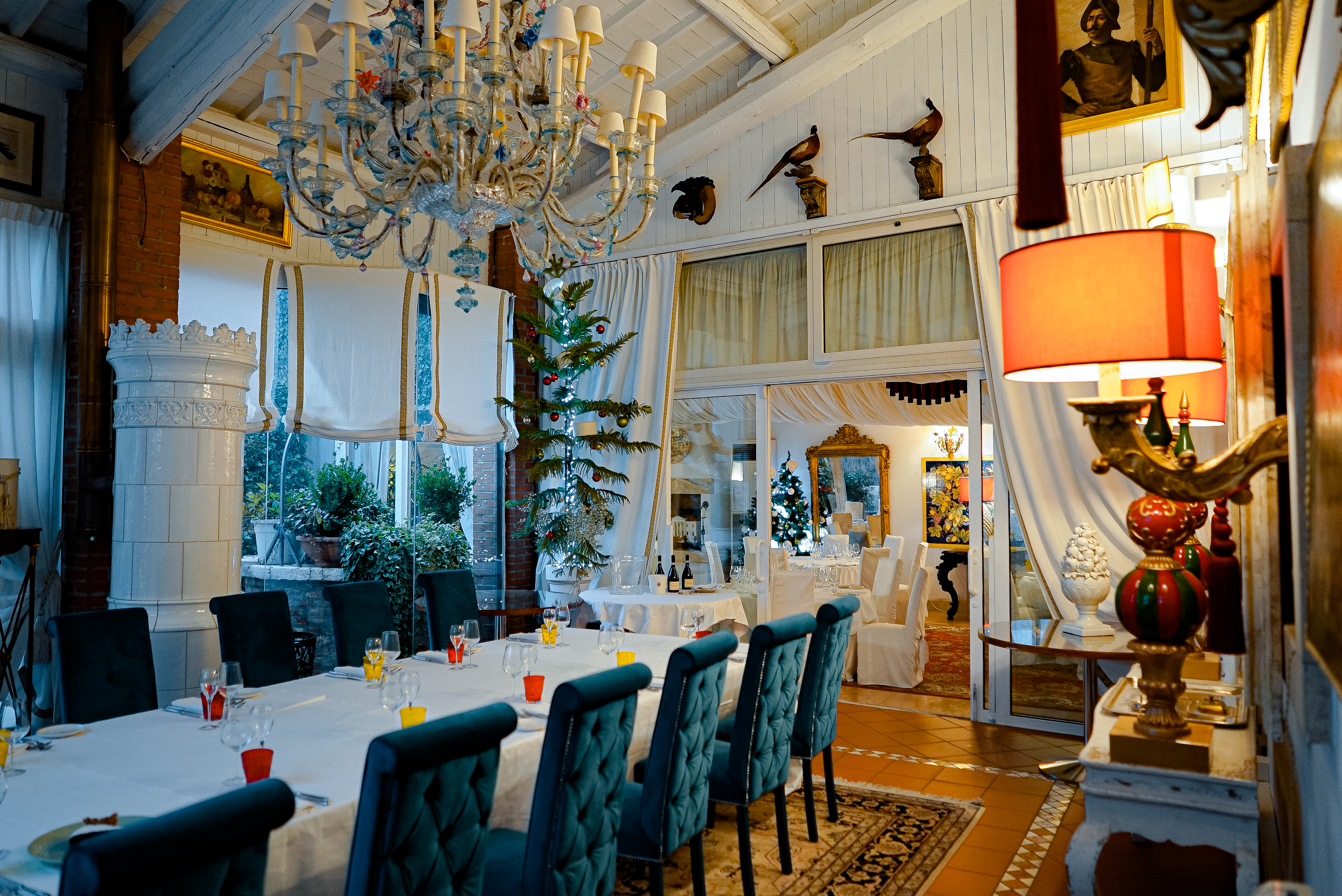 Sala riservata del Casino di Caccia allestita per Natale