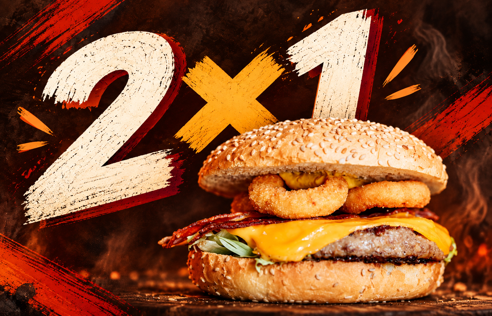 BBQ Special Burger della Vecchia Posta con grafica promozionale 2x1