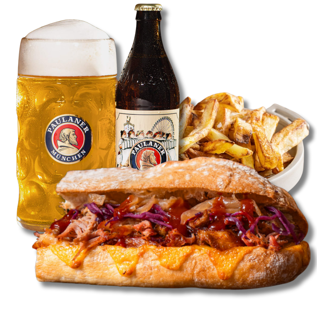 Panino Pork & Cindy con birra Paulaner Oktoberfest Special