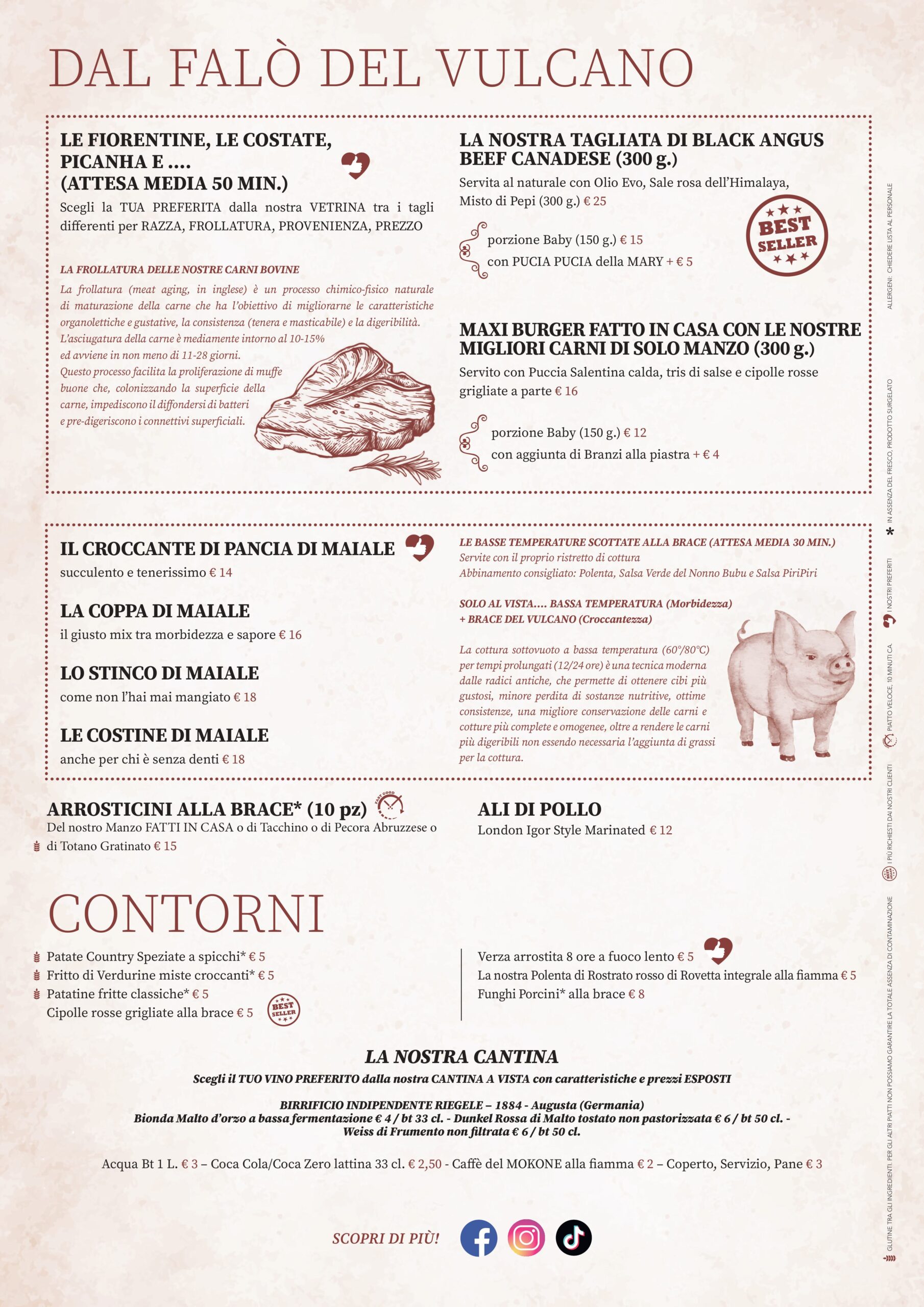 Prima pagina del menù di Vista Falò