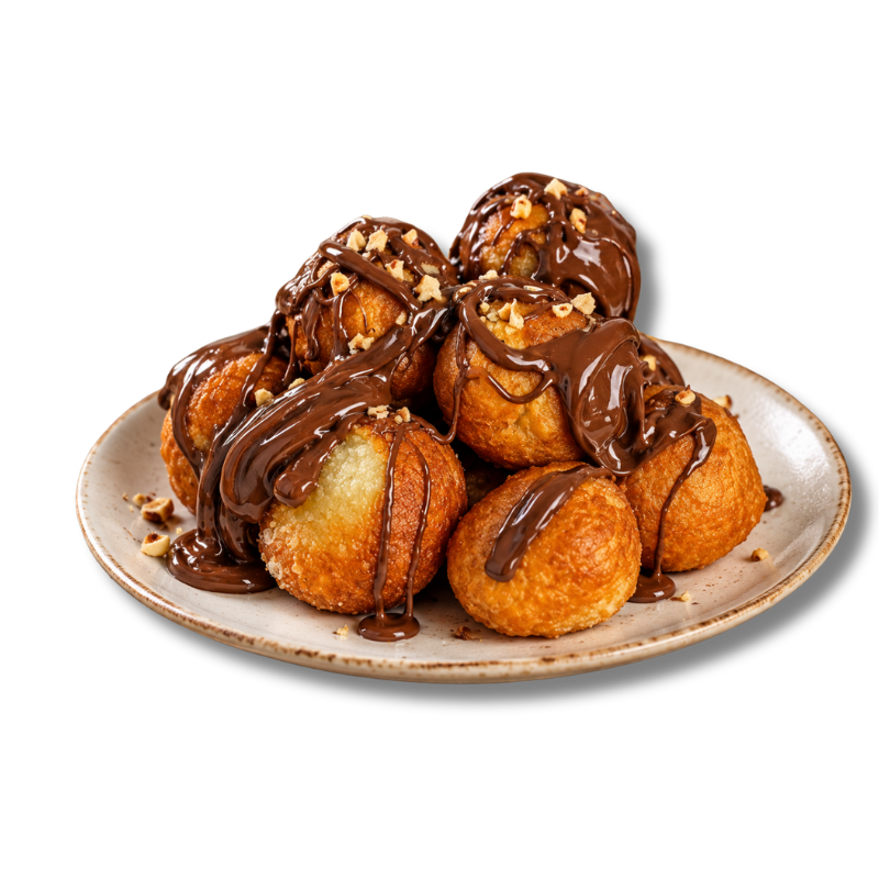 Piatto di Zoccolette dorate e croccanti ricoperte di Nutella e granella di nocciole