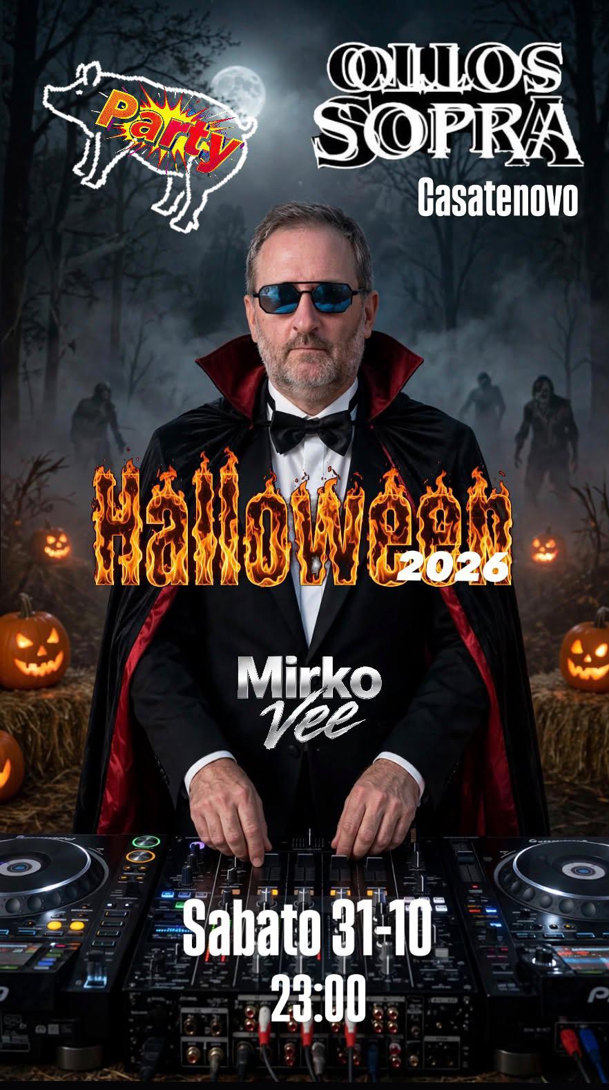 Mirkovee vestito da vampiro alla consolle DJ, Halloween 2026 al SottoSopra Casatenovo