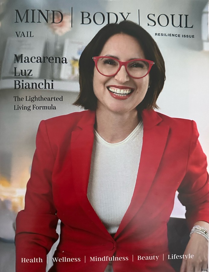 Macarena luz Bianchi on the cover of Mind Body Soul Vail, Resilience Issue