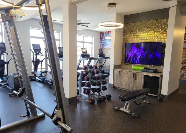 A fitness center cleaned by Mack Maids