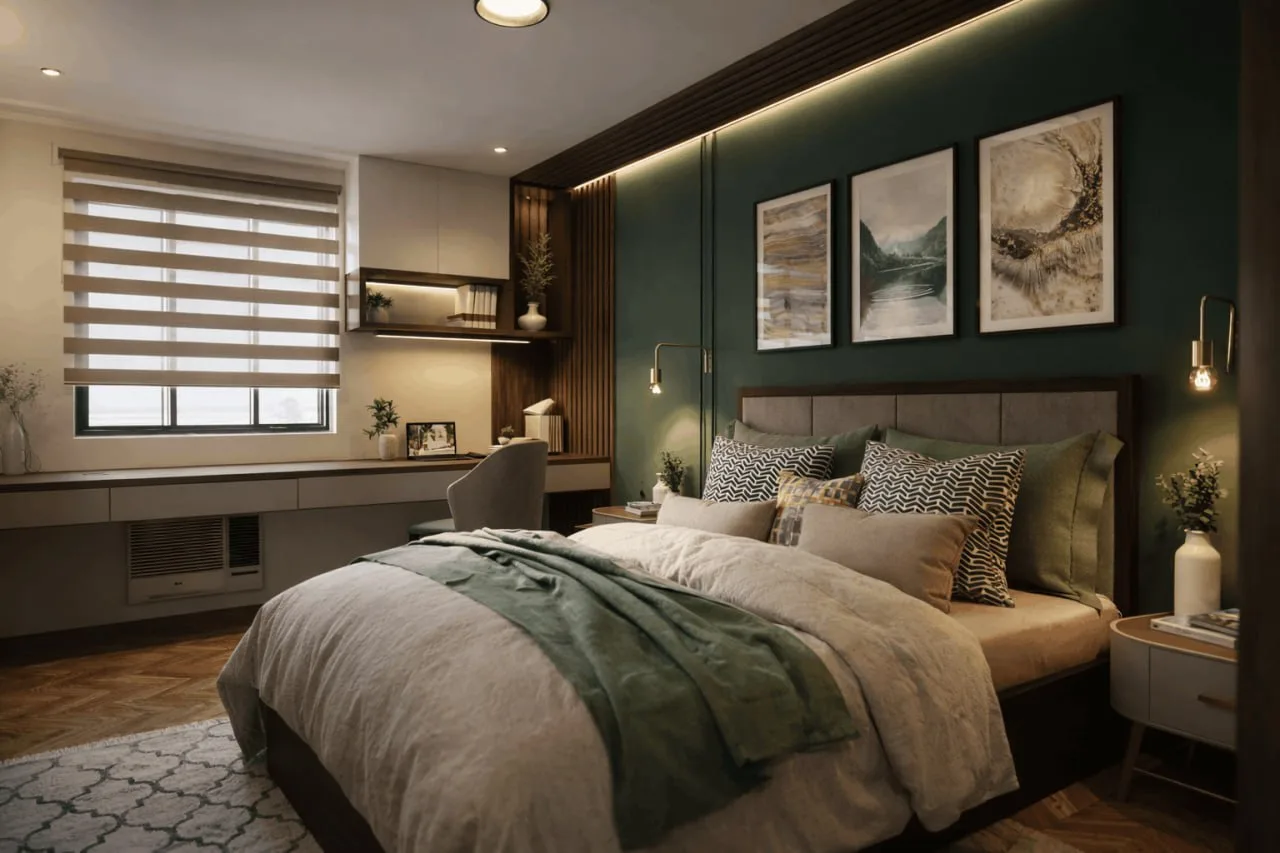 Master bedroom from bed perspective