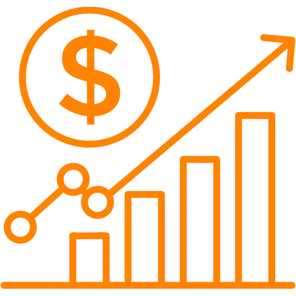 graph showing increase in revenue and growth.