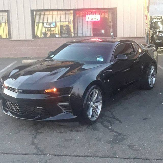 Black Camaro SS with fresh window tint outside Sir Wax A-Lot Detailing in Capitol Heights, MD