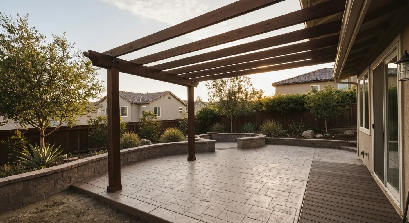 Outdoor living space with pergola