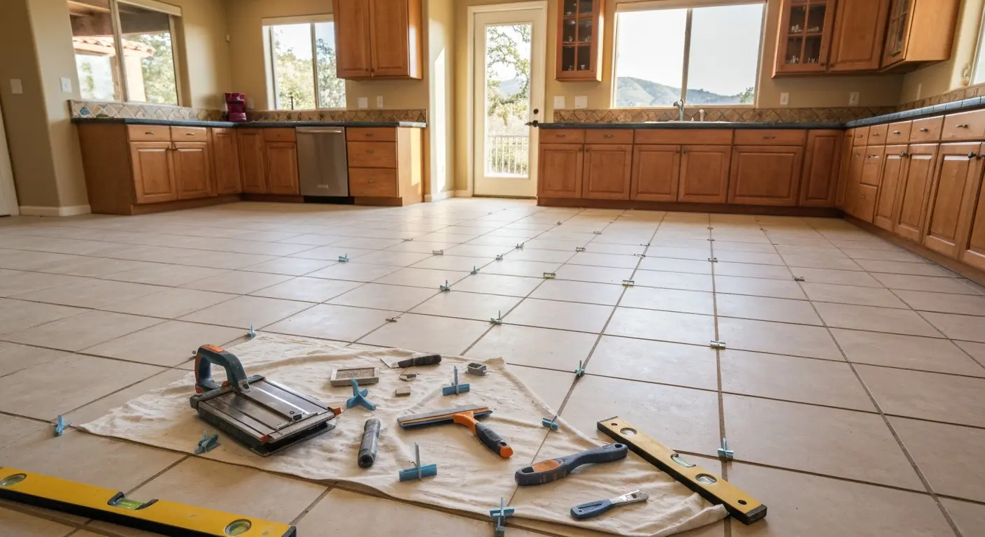 Tile kitchen flooring installation