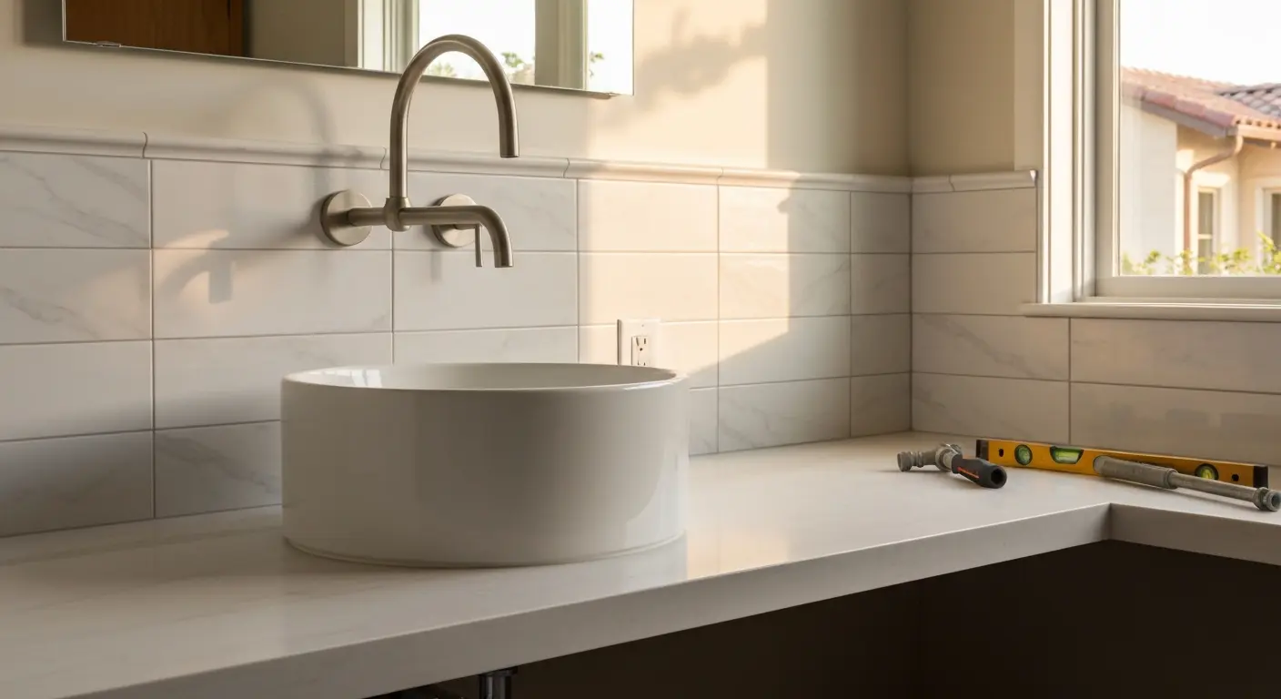 Vessel sink vanity installation