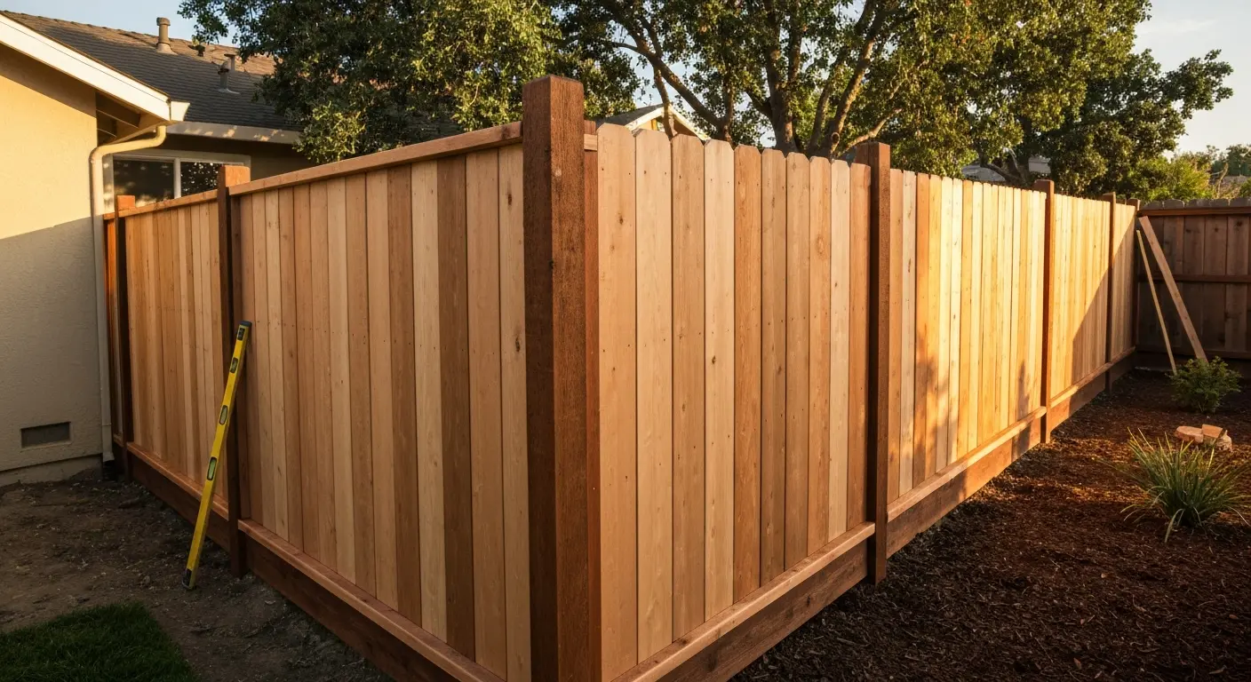 Residential wood fence installation