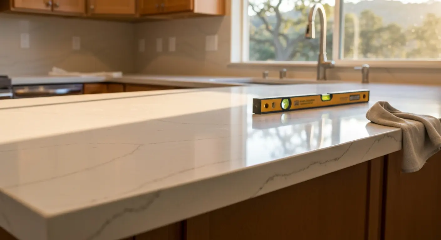 Quartz countertop installation