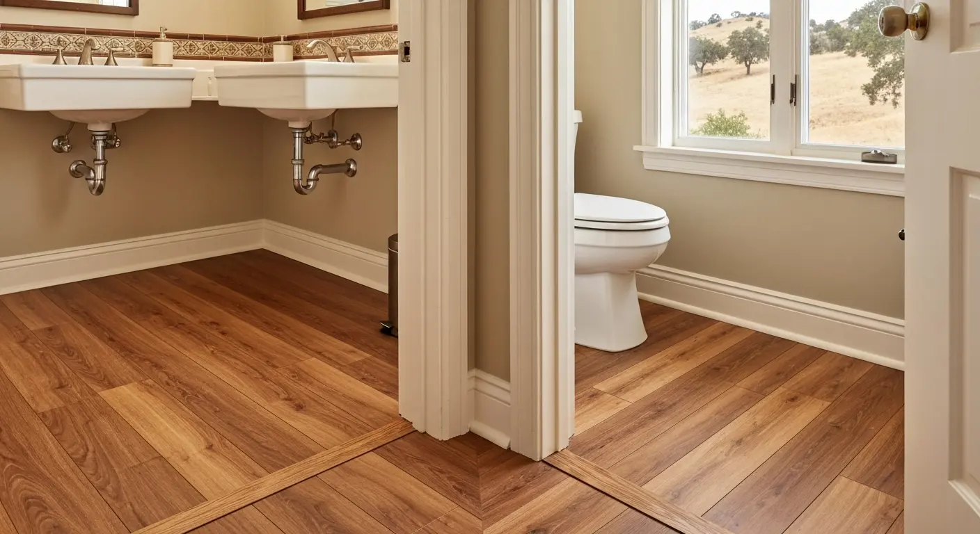Hardwood laminate bathroom flooring