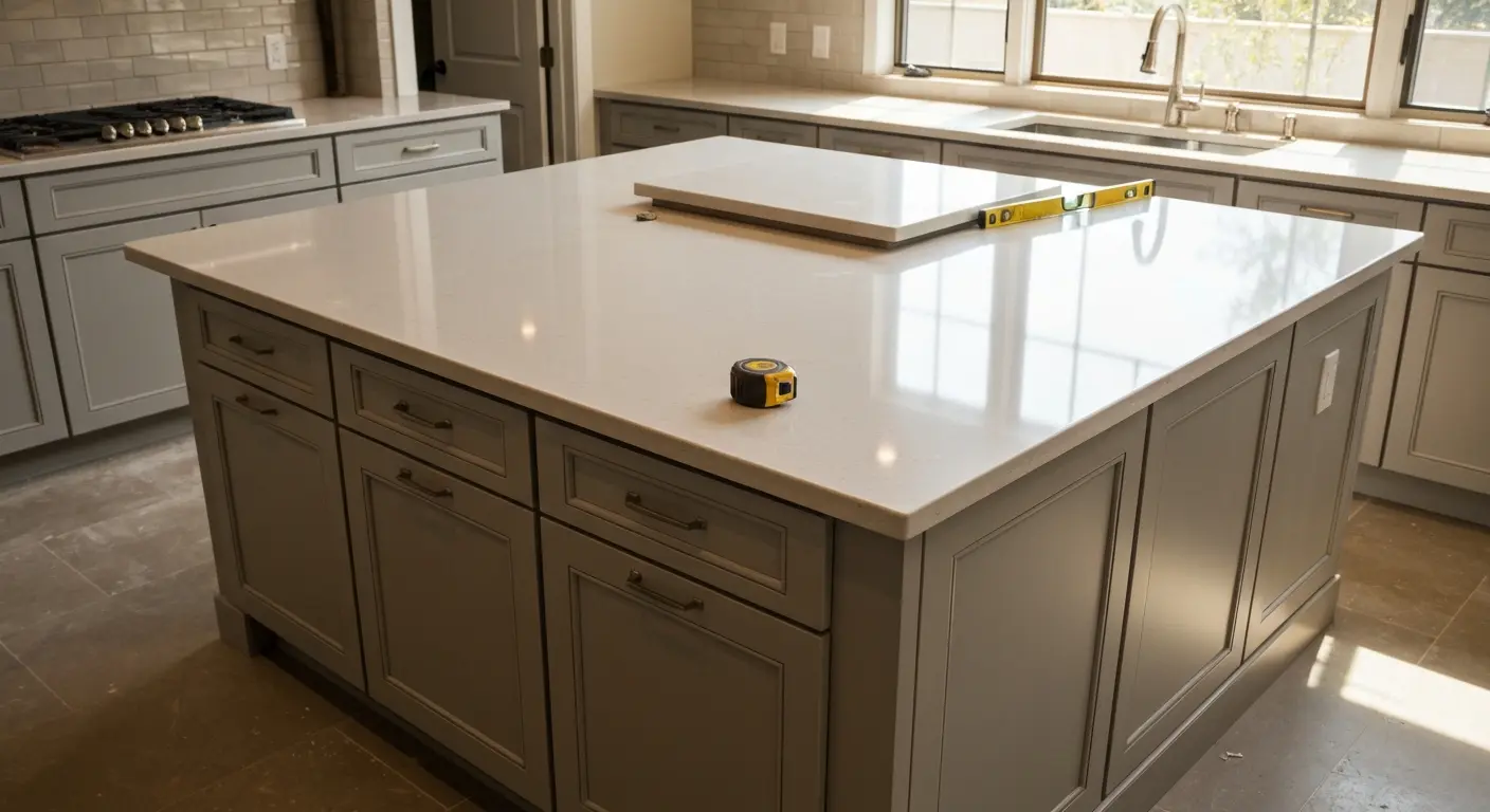Custom island countertop installation