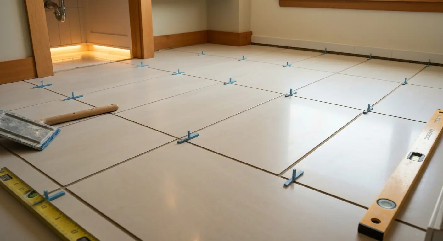 Tile bathroom flooring installation