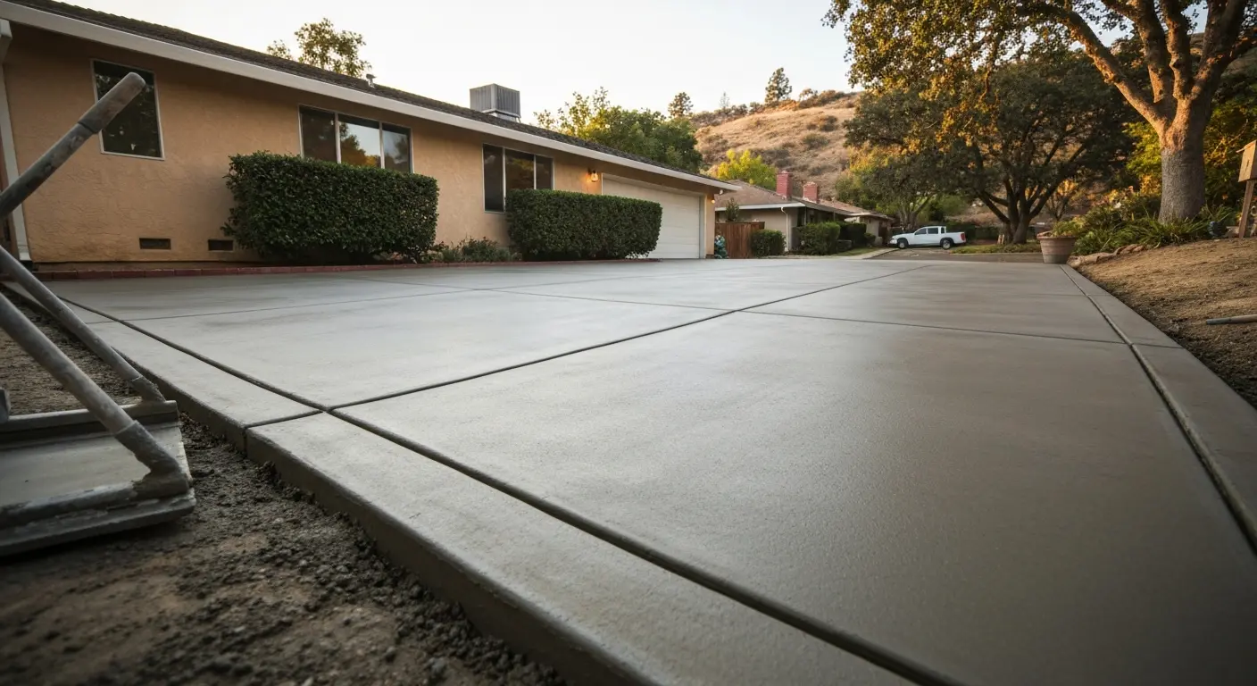 New concrete driveway installation