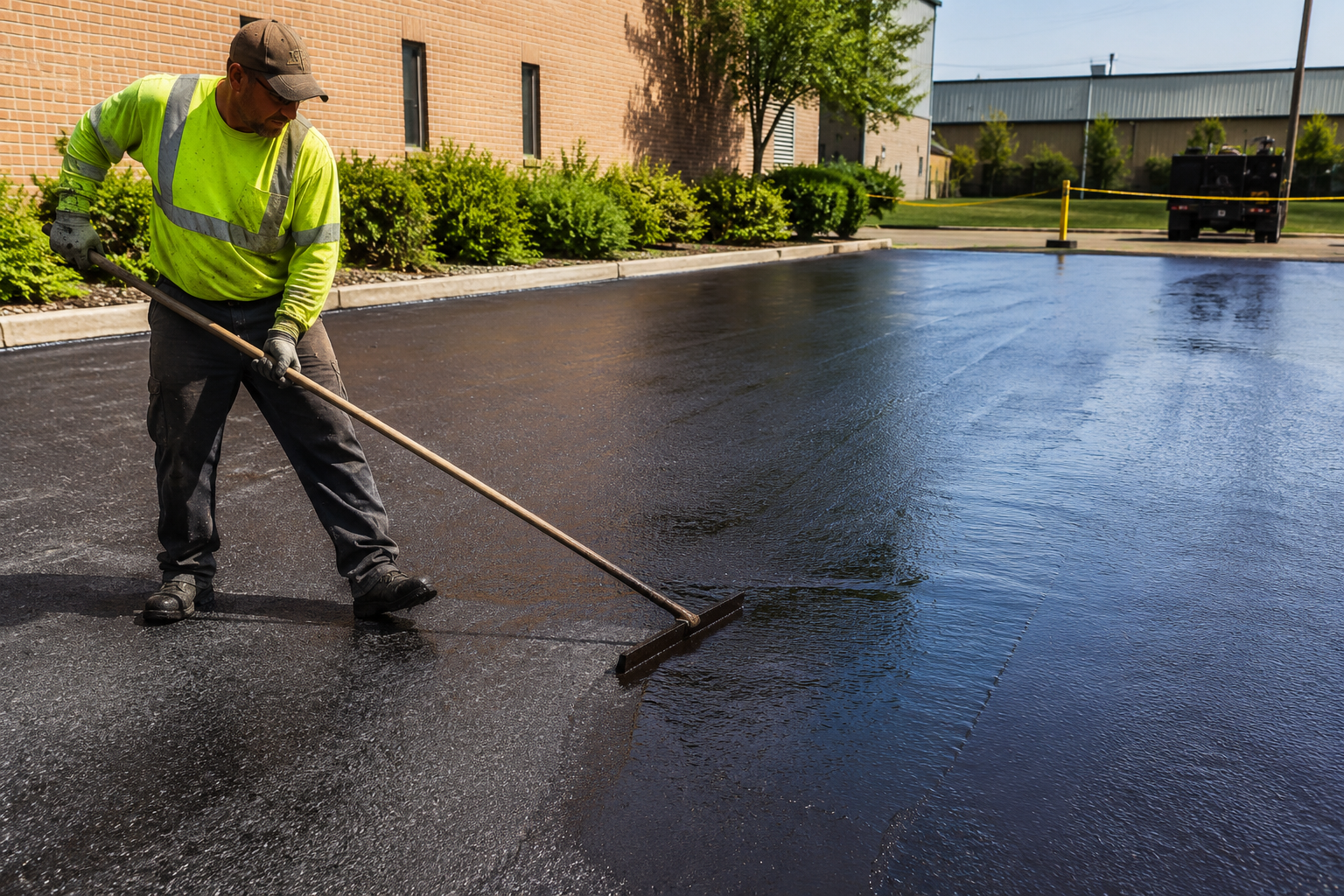 Professional asphalt seal coating application in the St. Louis area