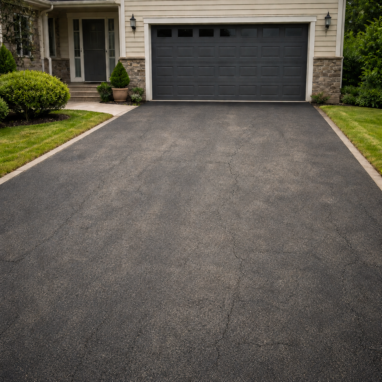 Before — damaged asphalt surface