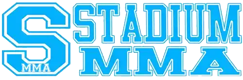 The official logo of Stadium MMA Gym in a Light Blue colour and alfa slab font