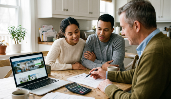 Advisor walking clients through the numbers