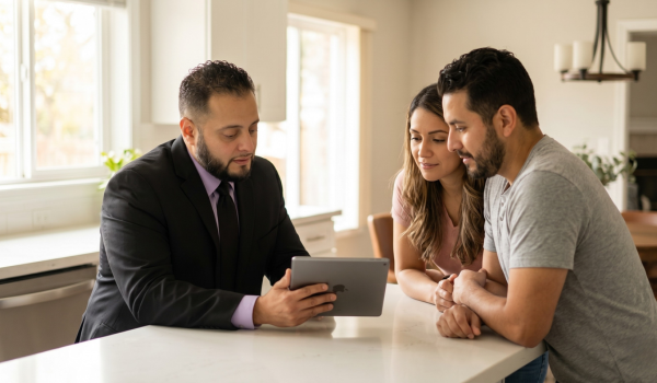 Advisor reviewing the marketing plan with sellers