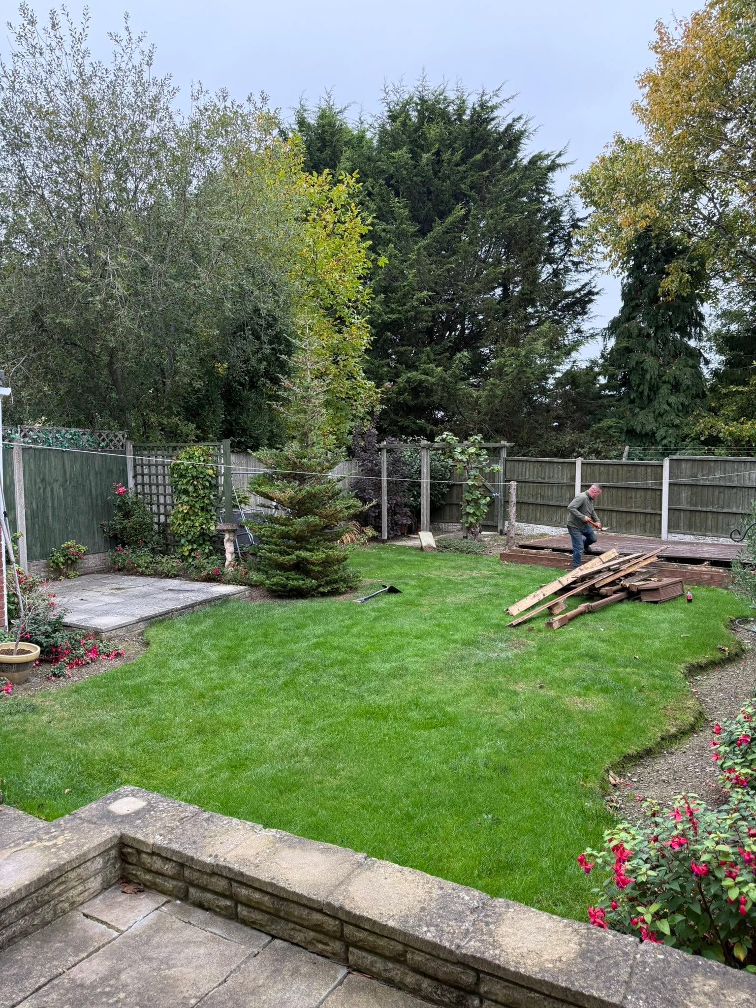 Garden transformation before: old decking and patio removal