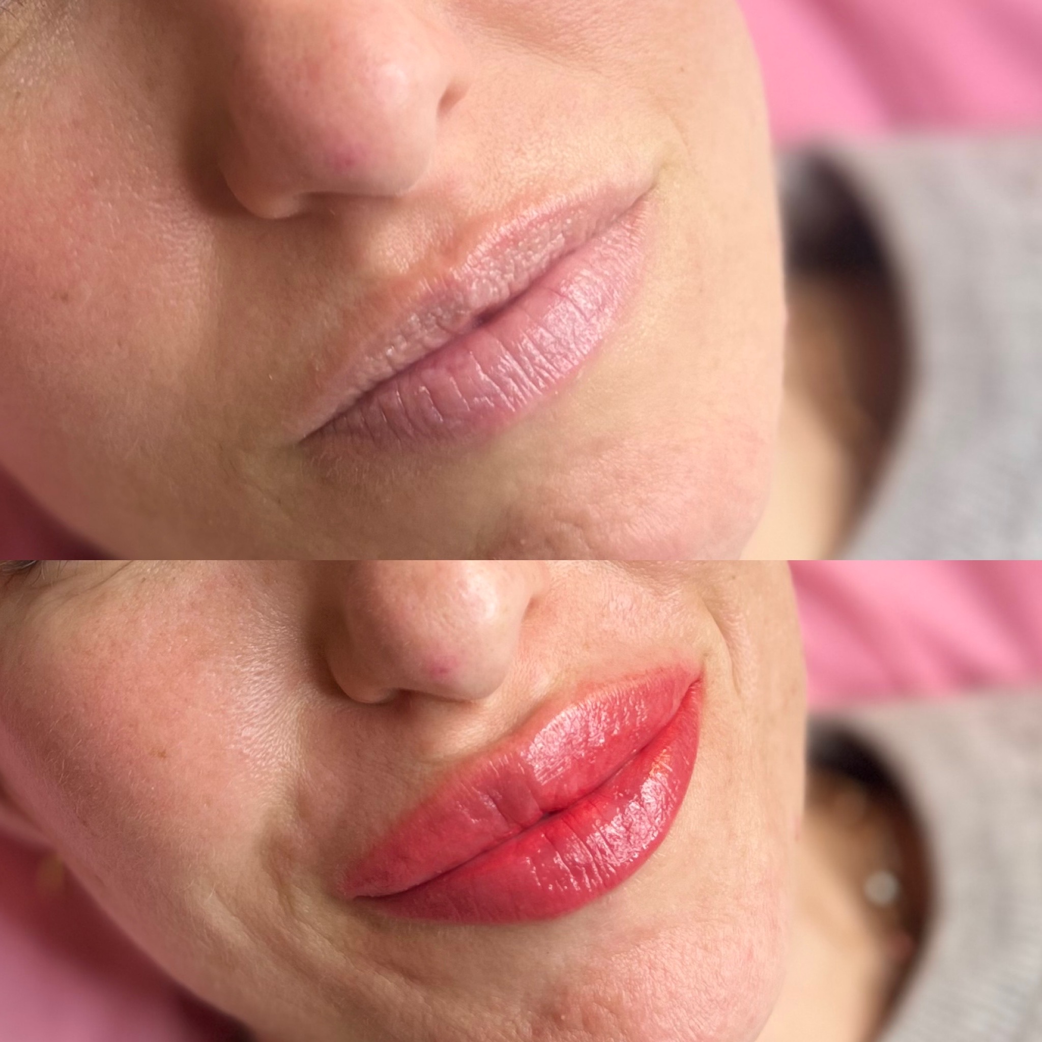 Lip tattoo composite photograph, shown intact