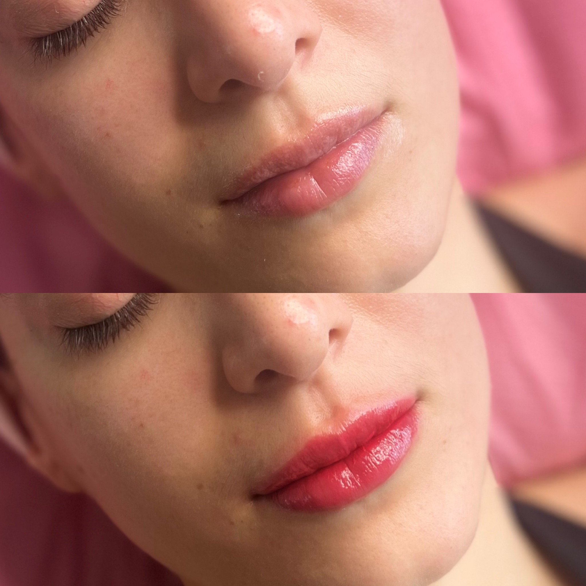 Lip tattoo composite photograph, shown intact