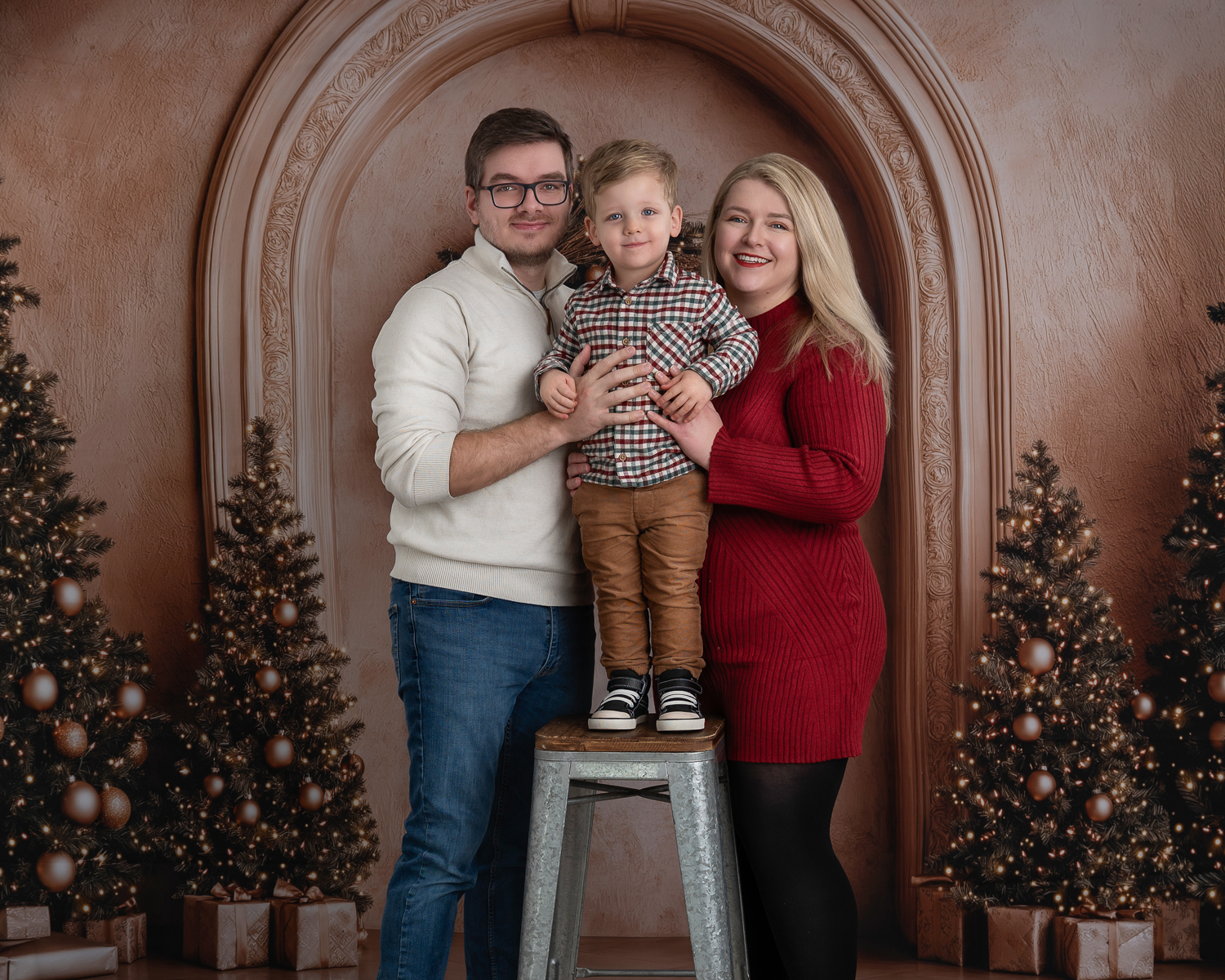 Family holiday portrait with young son in the Chelmsford studio