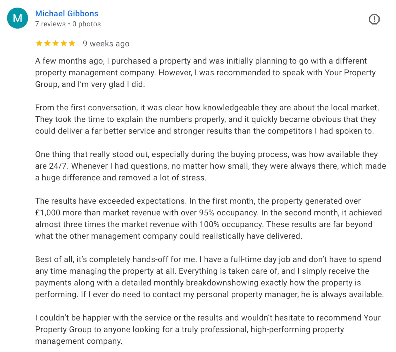Google review from Michael G, five-star rating