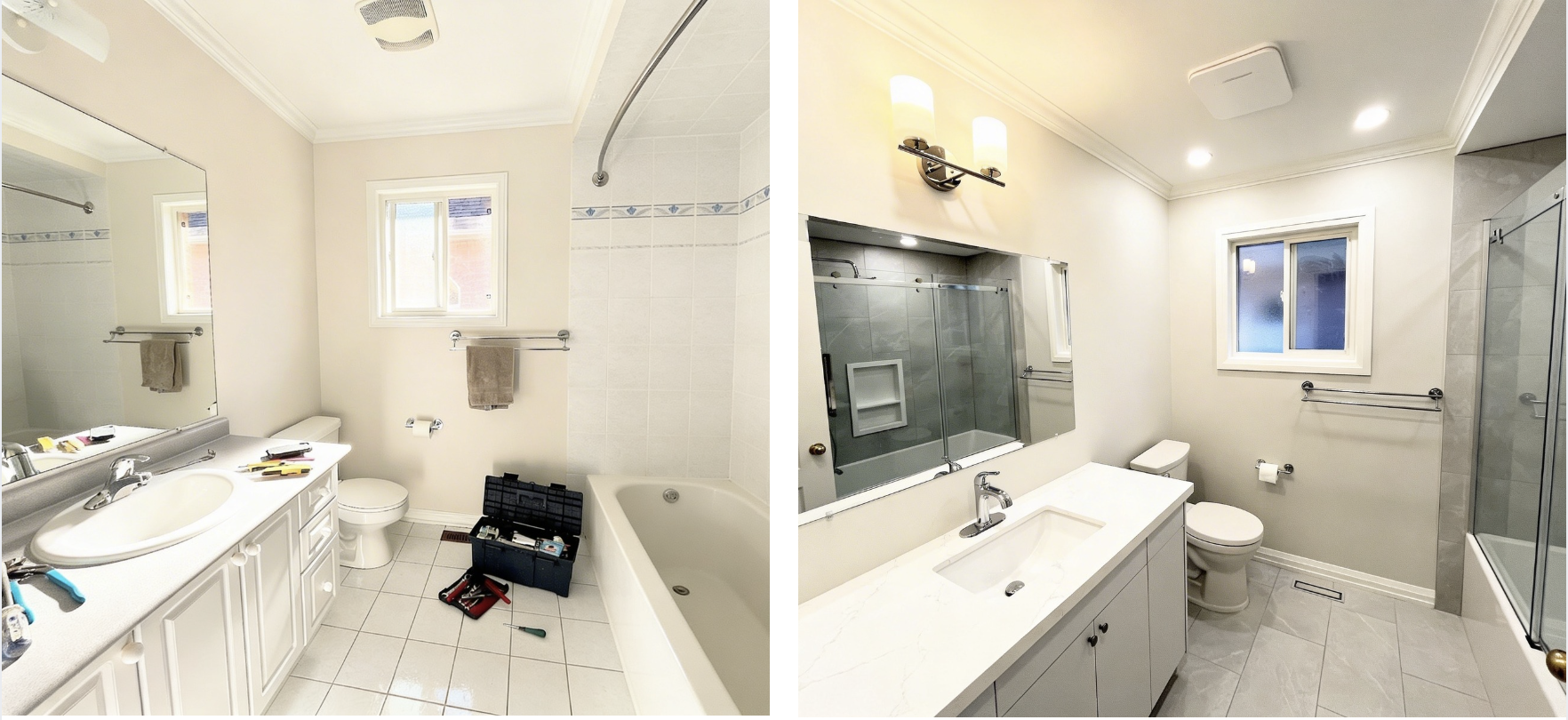 Etobicoke bathroom remodel before and after
