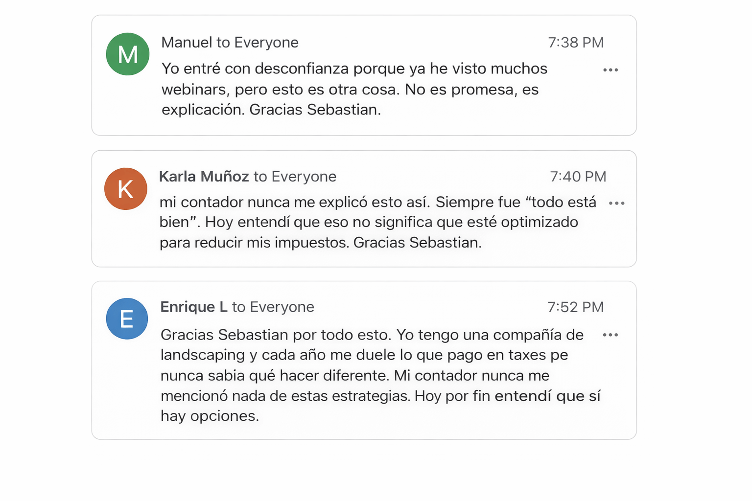 Reacción del chat en vivo