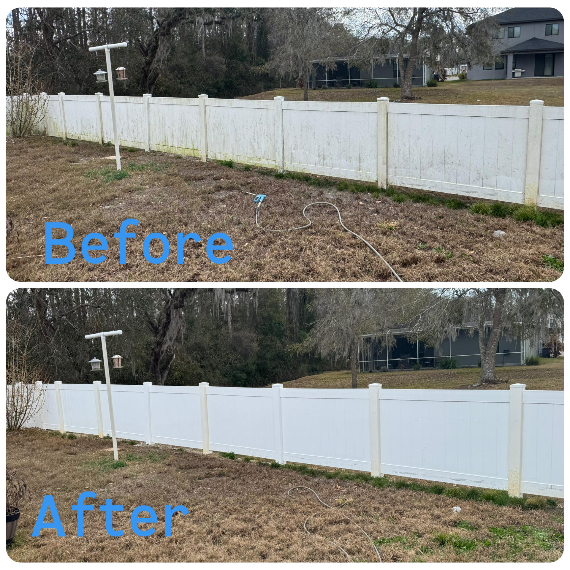 Pressure washing before and after