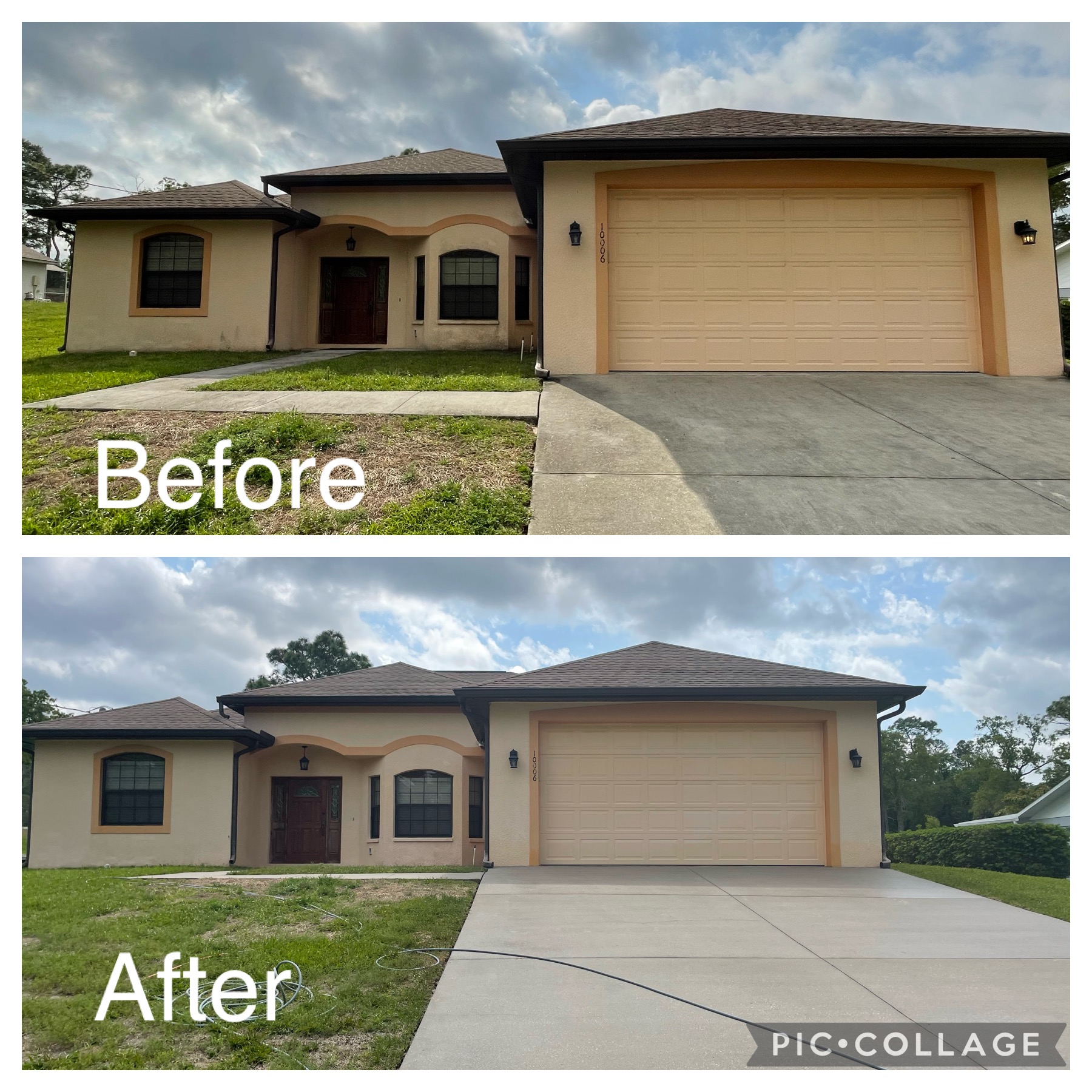 Pressure washing before and after