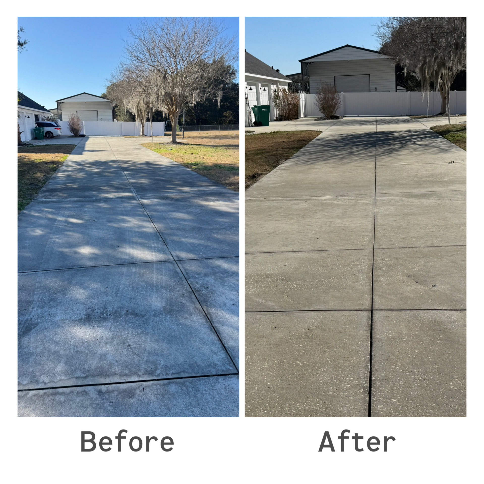 Pressure washing before and after