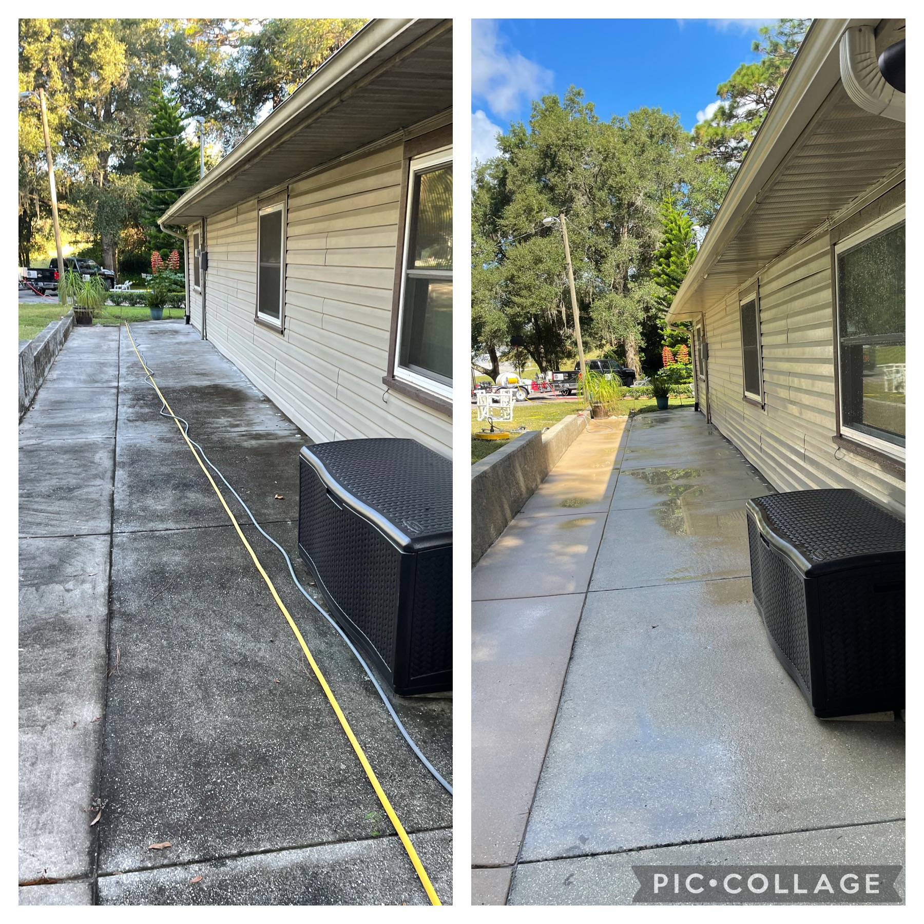 Pressure washing before and after