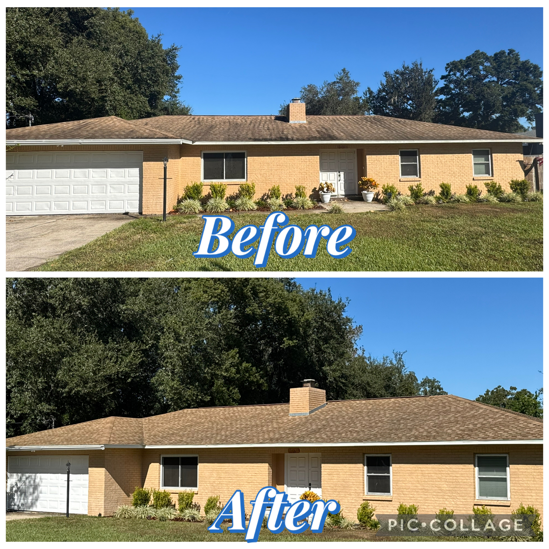 Pressure washing before and after