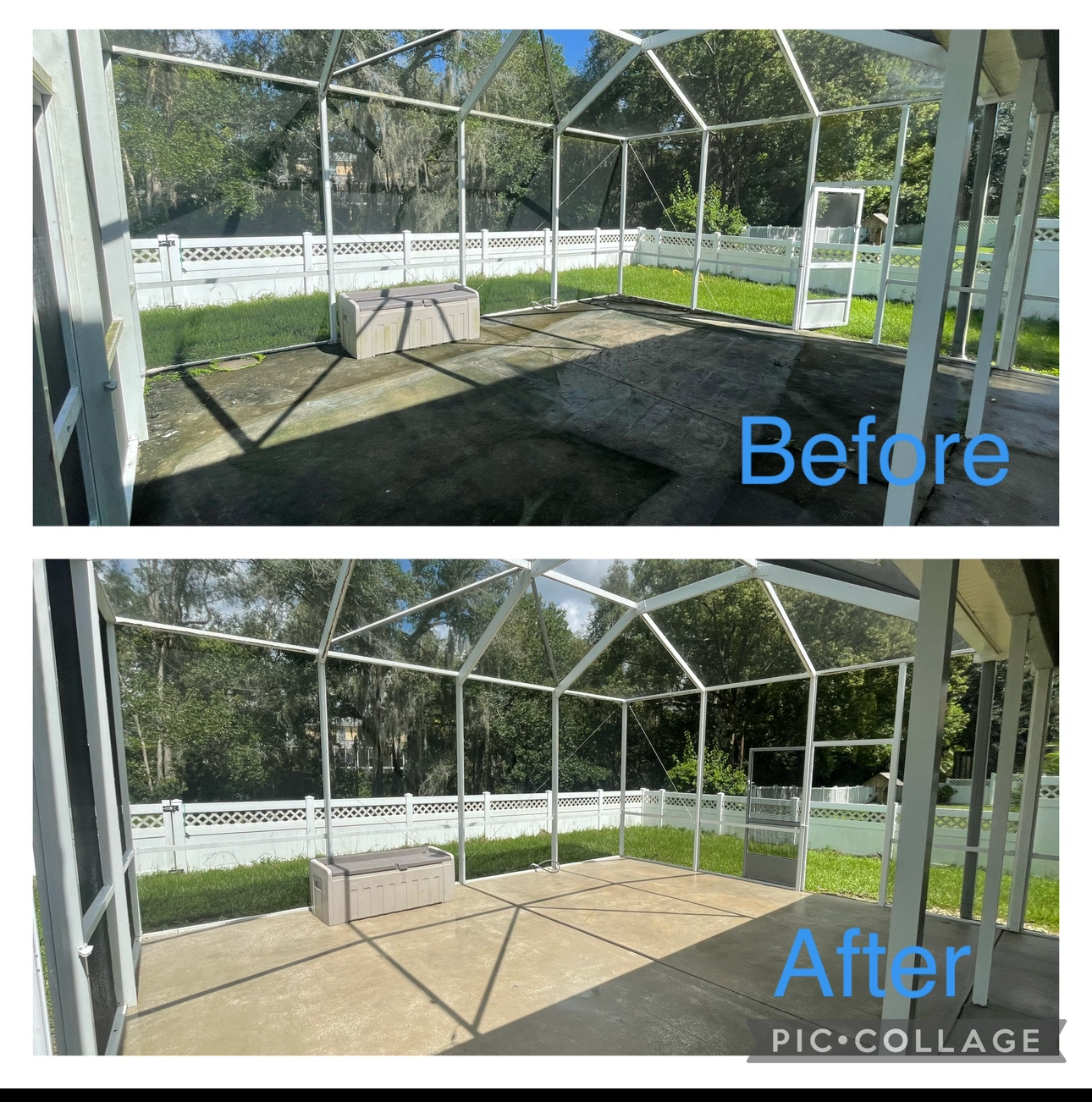 Pressure washing before and after