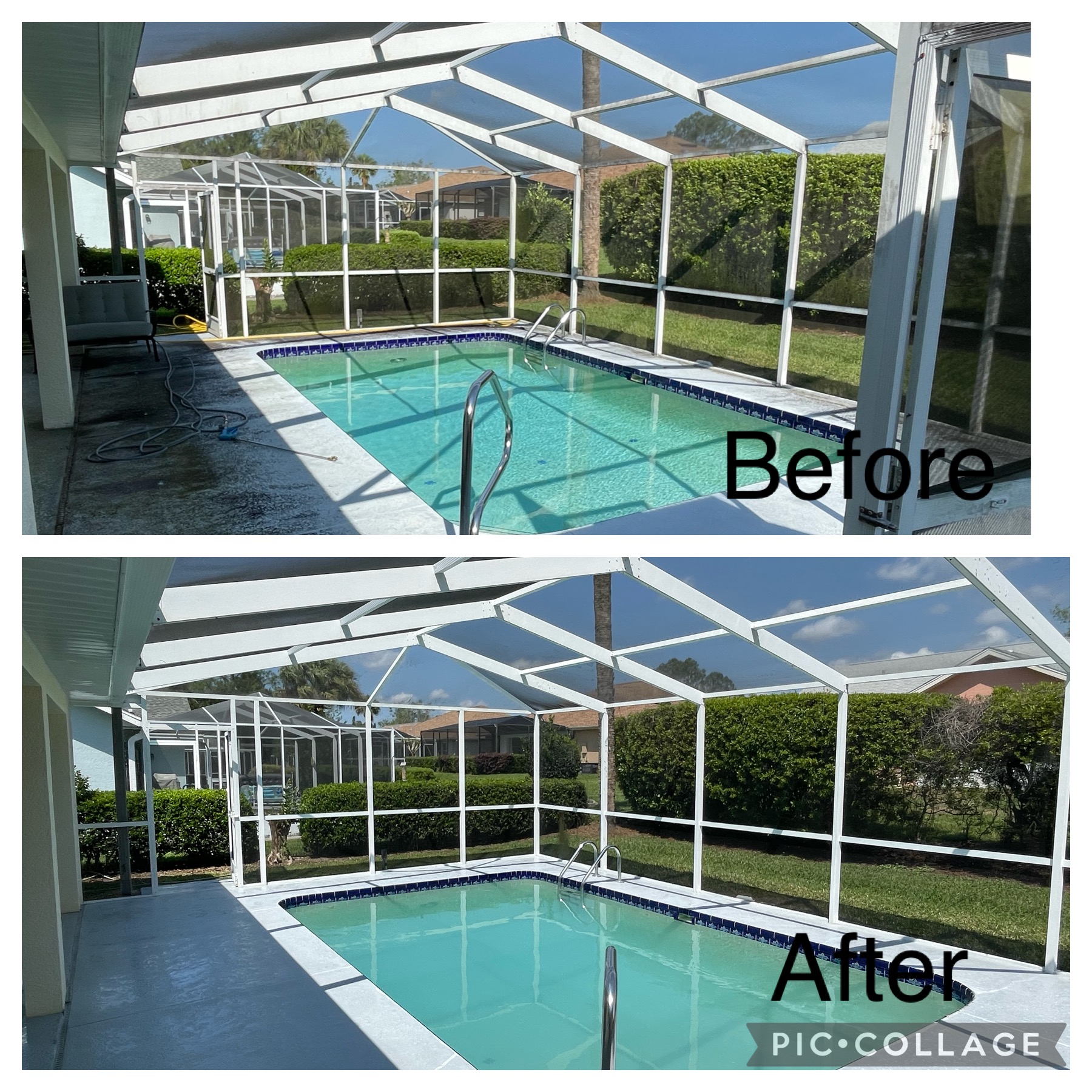 Pressure washing before and after