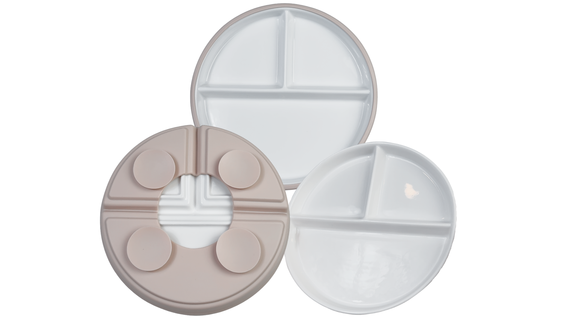 First Bite ceramic plate with removable silicone sleeve