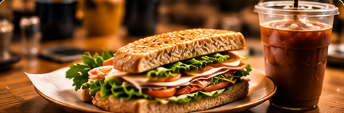 Sándwich y bebida