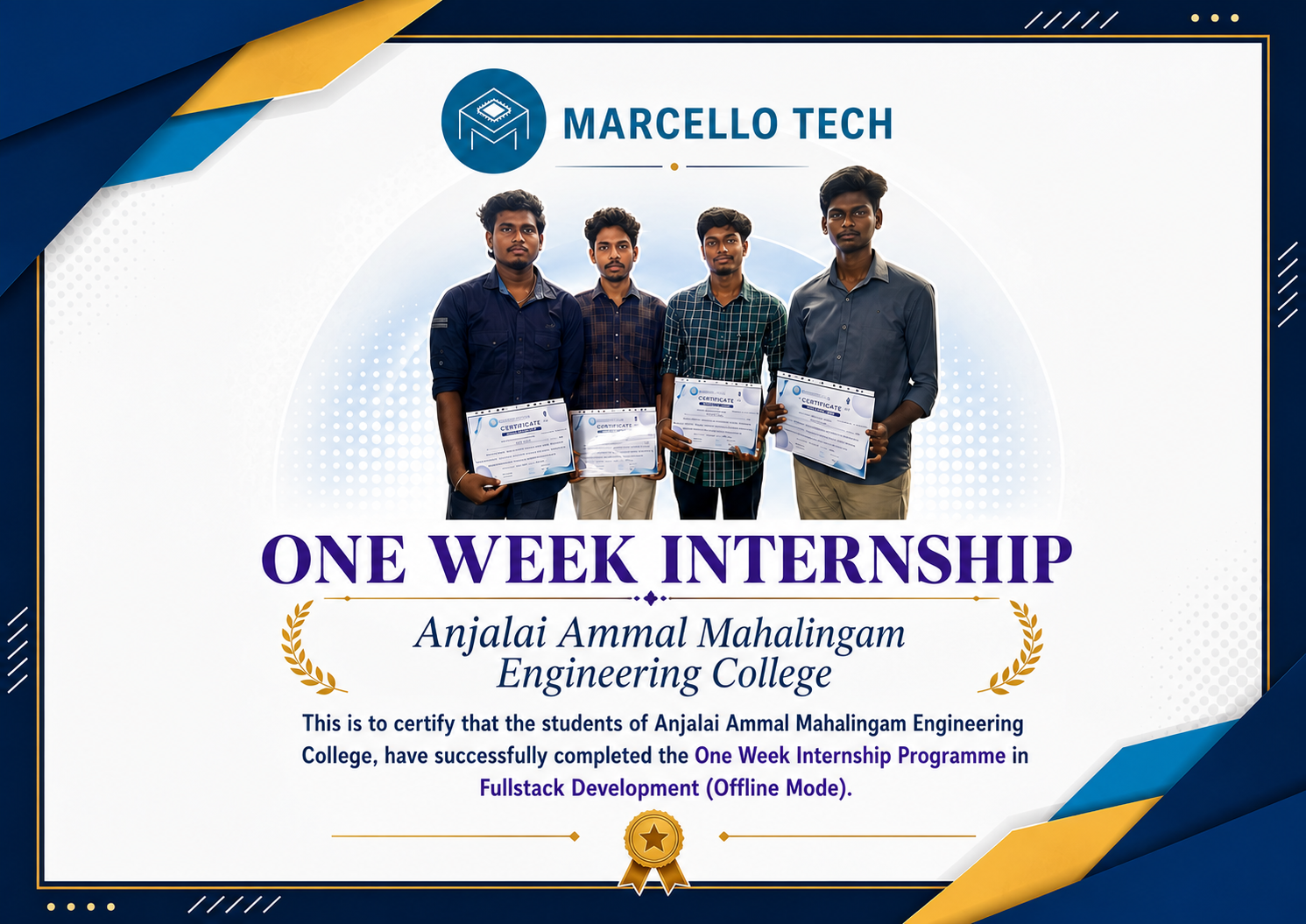Marcello Tech internship certificate 3